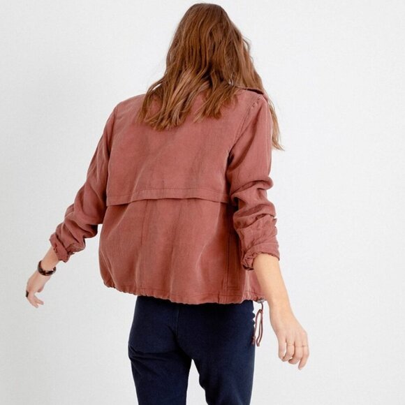 Rails Revolve Collins Burgundy Rust Utility Snap Zip Cinching Tencel Jacket - Picture 5 of 16